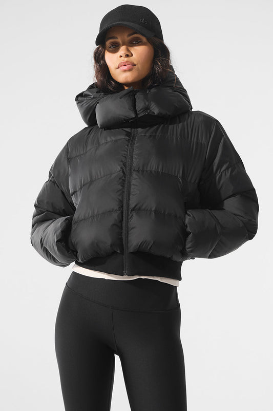 Foxy Puffer Zip Jacket — Black