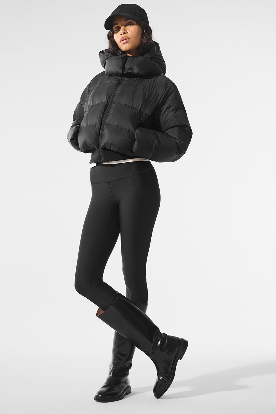 Foxy Puffer Zip Jacket — Black