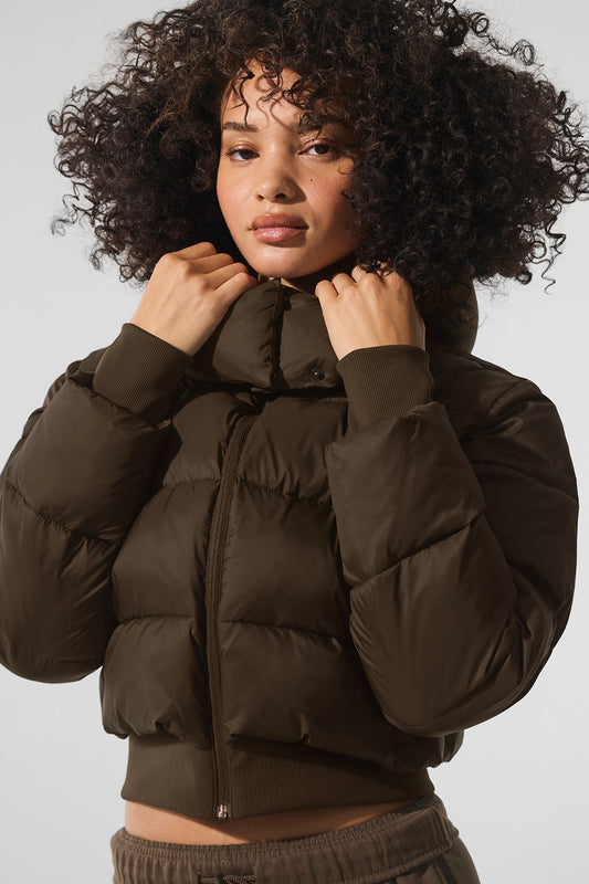 Foxy Puffer Zip Jacket — Espresso