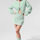 Tennis Club Sweater Knit Full Zip Zip Jacket — Spearmint/White