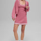 Tennis Club Sweater Knit Full Zip Zip Jacket — Pink Wild Rose/White