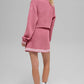 Tennis Club Sweater Knit Full Zip Zip Jacket — Pink Wild Rose/White