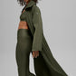 Quilted Skyline Long Coat — Green Olive