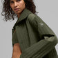 Quilted Skyline Long Coat — Green Olive