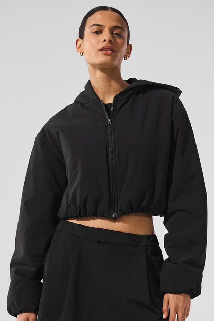 Cropped Mountain Peak Full — Zip Hooded Sweatshirt — Black