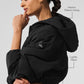 Cropped Mountain Peak Full — Zip Hooded Sweatshirt — Black