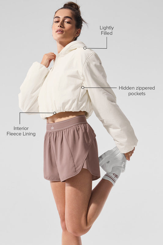 Cropped Mountain Peak Full — Zip Hooded Sweatshirt — Ivory