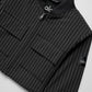 Cropped Pinstripe Main Character Full Zip Zip Jacket — Black/Titanium