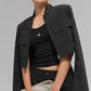 Cropped Pinstripe Main Character Full Zip Zip Jacket — Black/Titanium