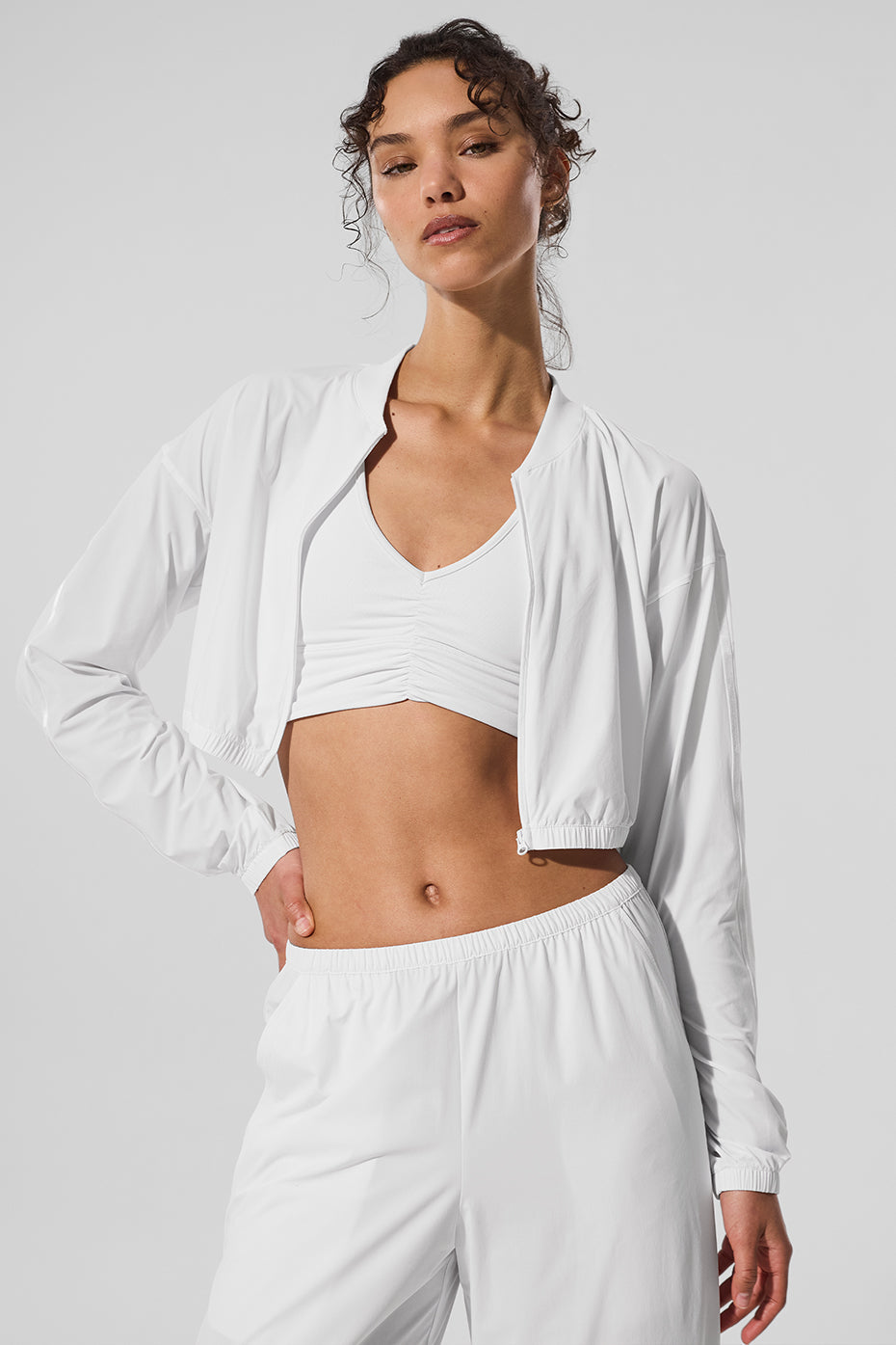 Cropped Breezy Full — Zip Cover Up — White