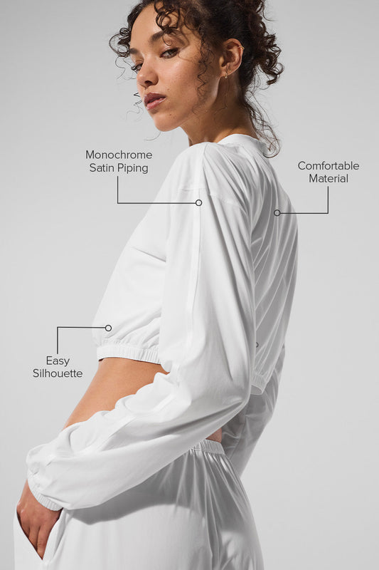 Cropped Breezy Full — Zip Cover Up — White