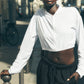 Cropped Breezy Full — Zip Cover Up — White