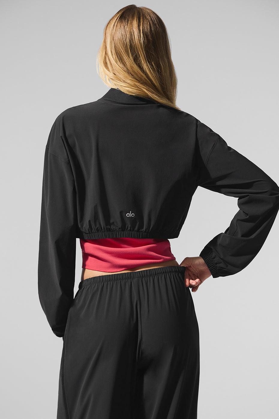 Cropped Breezy Full — Zip Cover Up — Black