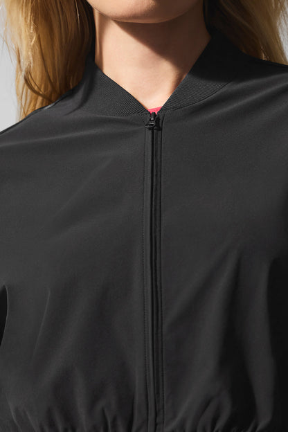 Cropped Breezy Full — Zip Cover Up — Black