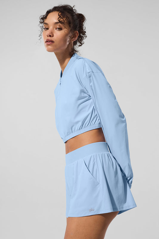Cropped Breezy Full — Zip Cover Up — Seashell Blue