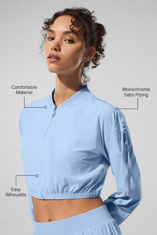 Cropped Breezy Full — Zip Cover Up — Seashell Blue