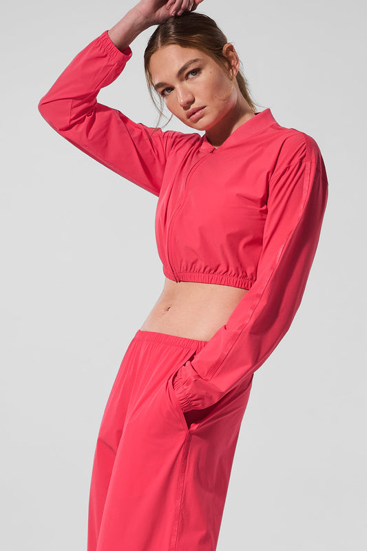 Cropped Breezy Full — Zip Cover Up — Candy Red