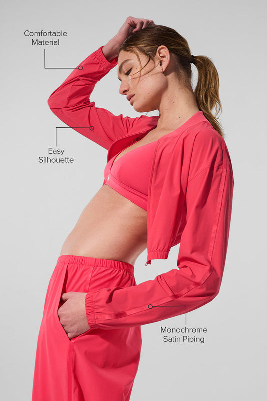 Cropped Breezy Full — Zip Cover Up — Candy Red
