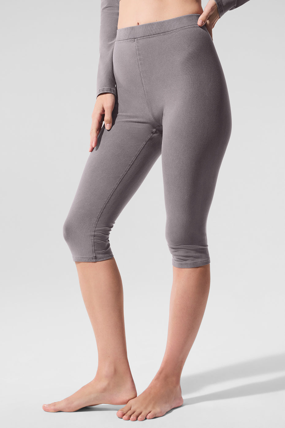 Washed Alosoft High Rise Iconic 90's Capri — Cool Grey Wash