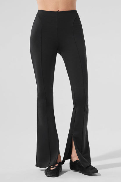 High Rise Zip It Flare Leggings — Black