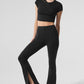 High Rise Zip It Flare Leggings — Black
