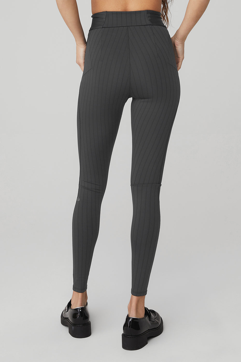 Pinstripe Jacquard Extreme High Rise Leggings — Anthracite/Black