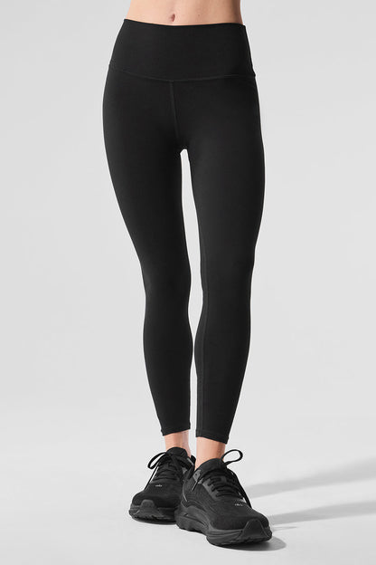 Alosoft High Rise 7/8 Highlight Leggings — Black