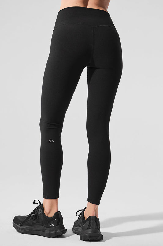 Alosoft High Rise 7/8 Highlight Leggings — Black