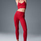 Alosoft High Rise 7/8 Highlight Leggings — Bold Red