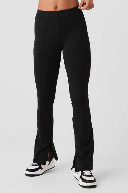 High Rise 7/8 Zip It Flare Leggings — Black
