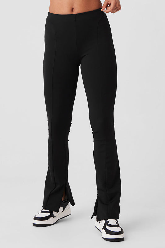 High Rise 7/8 Zip It Flare Leggings — Black
