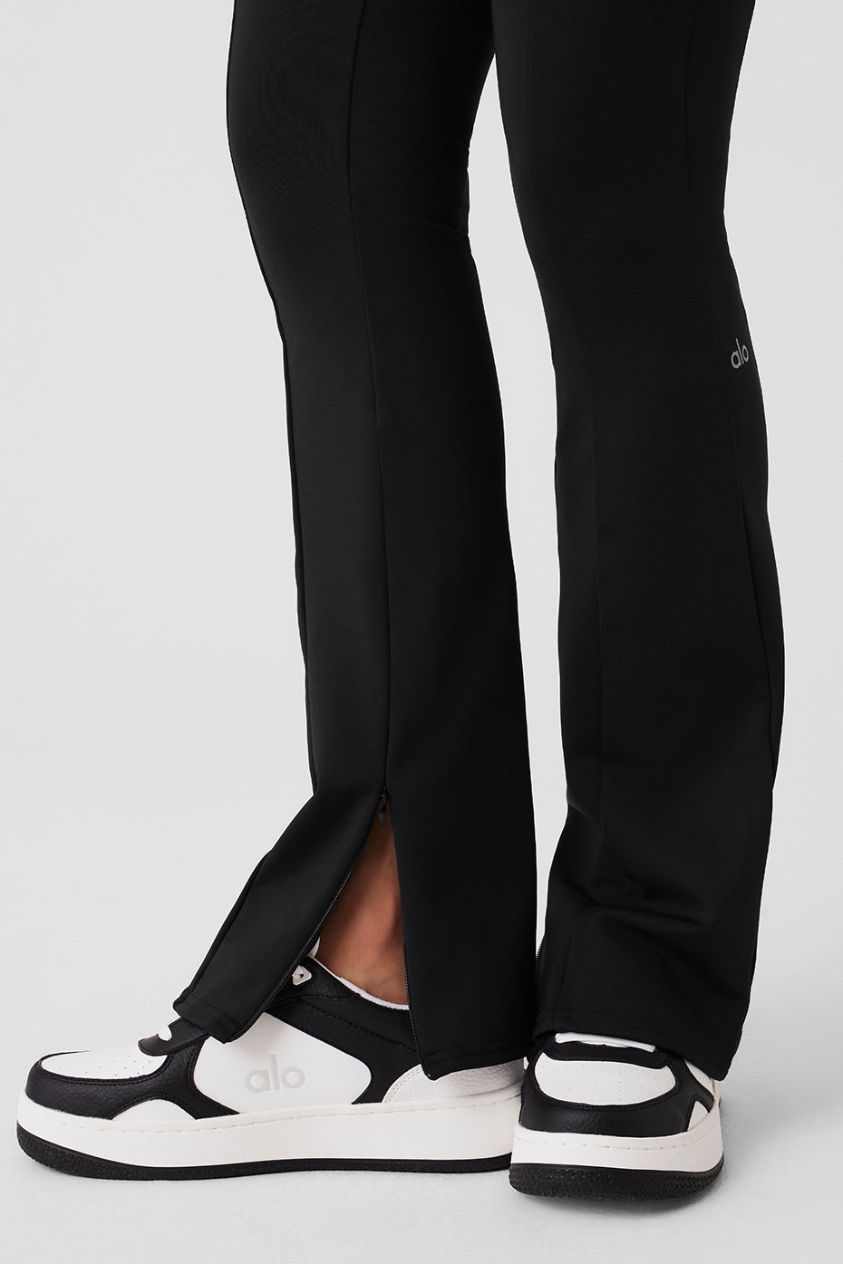 High Rise 7/8 Zip It Flare Leggings — Black