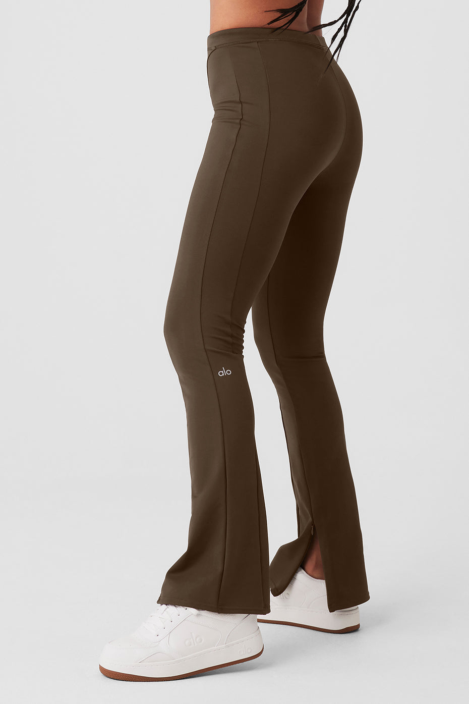 High Rise 7/8 Zip It Flare Leggings — Espresso