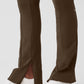 High Rise 7/8 Zip It Flare Leggings — Espresso