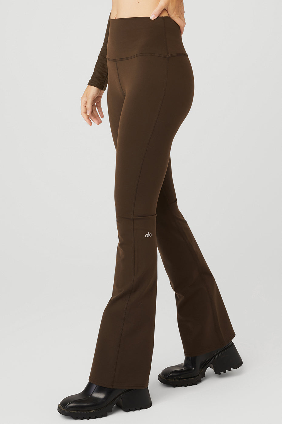 Airbrush High Rise Bootcut Leggings — Espresso