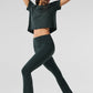 Airbrush High Rise Bootcut Leggings — Charcoal Green