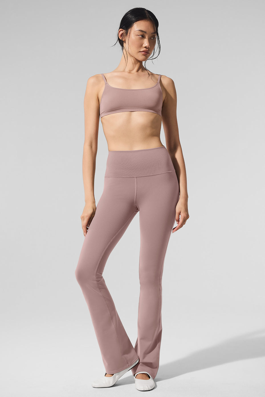 Airbrush High Rise Bootcut Leggings — Taupe