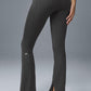 High Rise Pinstripe Zip It Flare Leggings — Anthracite/Black