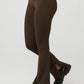 High Rise Pinstripe Zip It Flare Leggings — Espresso/Black