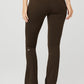 High Rise Pinstripe Zip It Flare Leggings — Espresso/Black