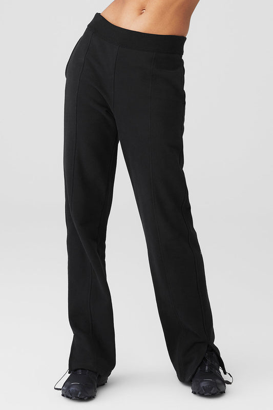 High Rise Free Time Straight Leg Joggers — Black