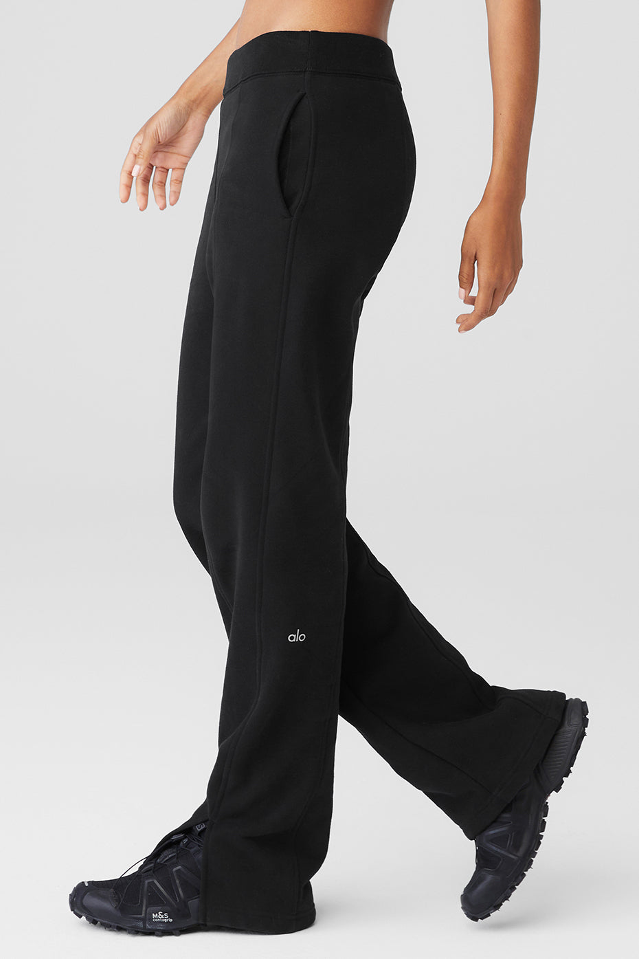 High Rise Free Time Straight Leg Joggers — Black