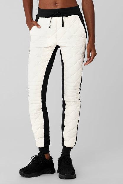 Airbrush Winter Warm High Rise Moto Puffer Pant — Black/Ivory