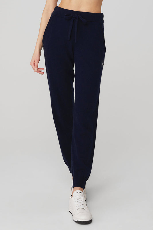 High Rise Cashmere Jet Set Pant — Navy