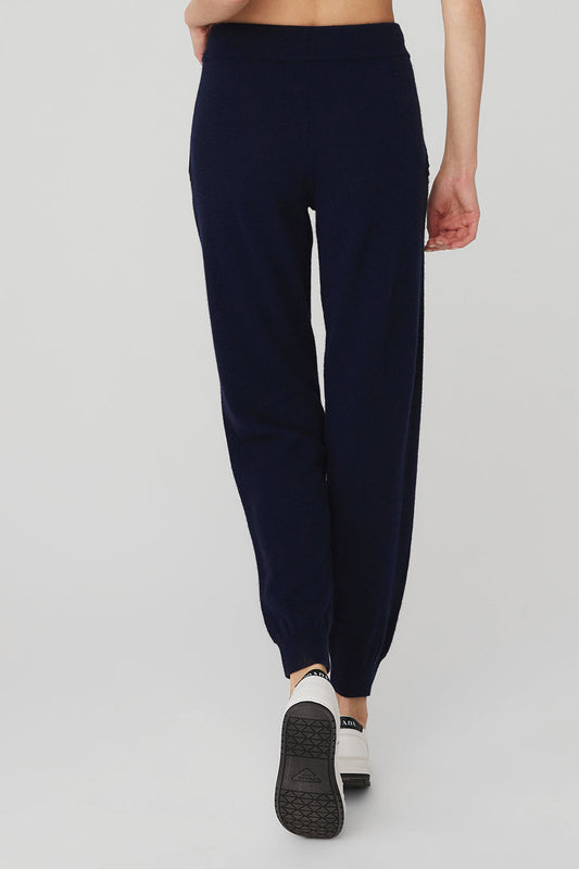 High Rise Cashmere Jet Set Pant — Navy