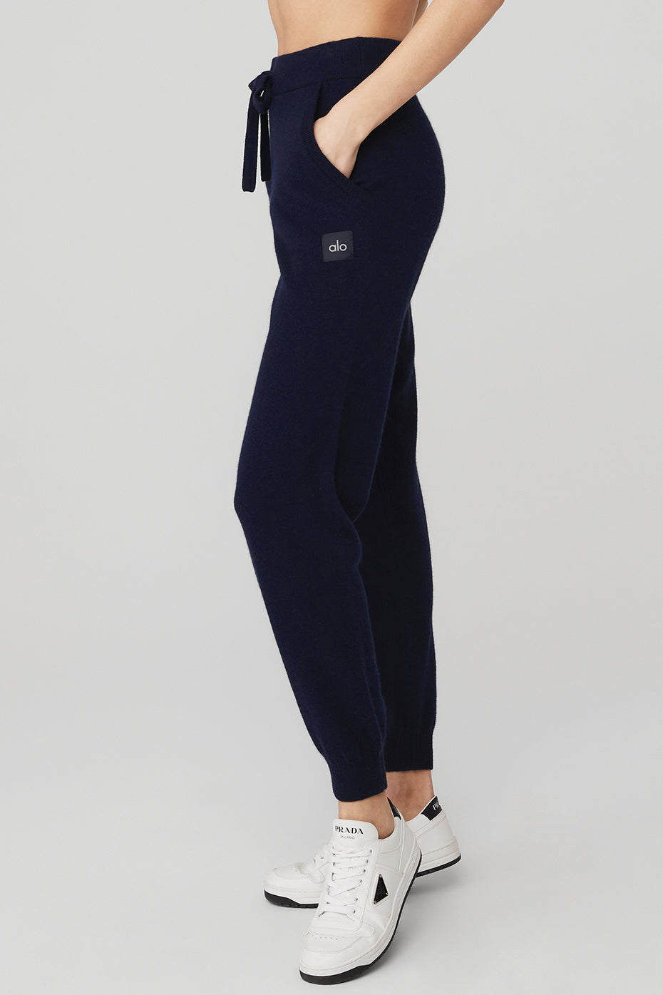 High Rise Cashmere Jet Set Pant — Navy