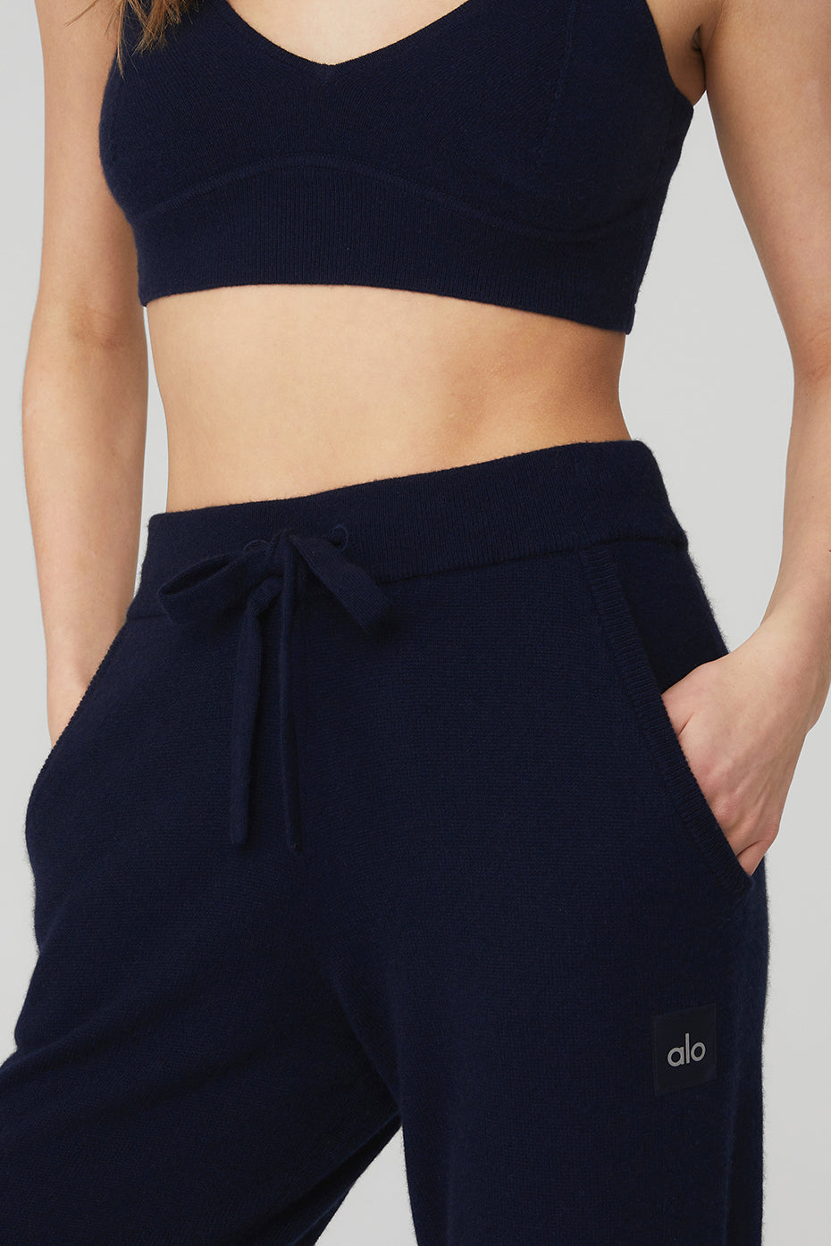 High Rise Cashmere Jet Set Pant — Navy