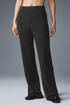 Cashmere High Rise Plush Waffle Pant — Dark Heather Grey