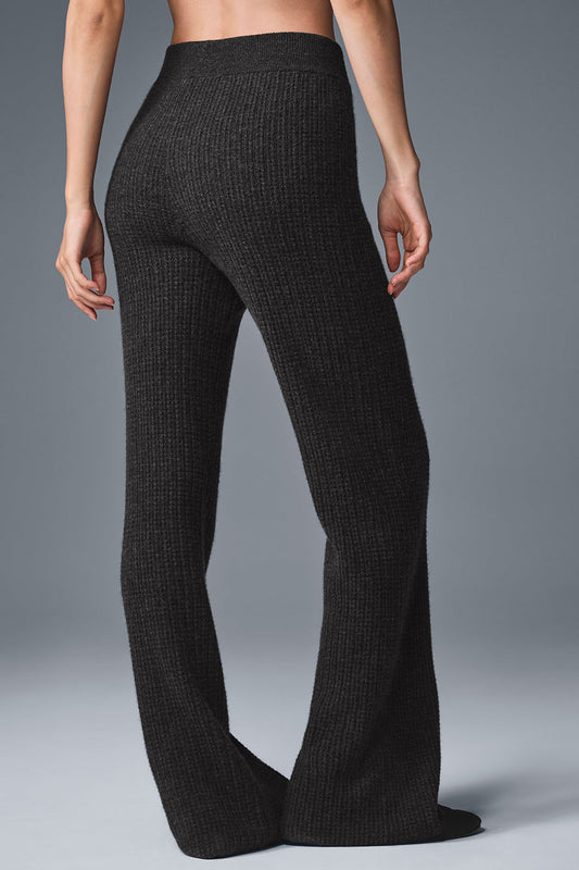 Cashmere High Rise Plush Waffle Pant — Dark Heather Grey