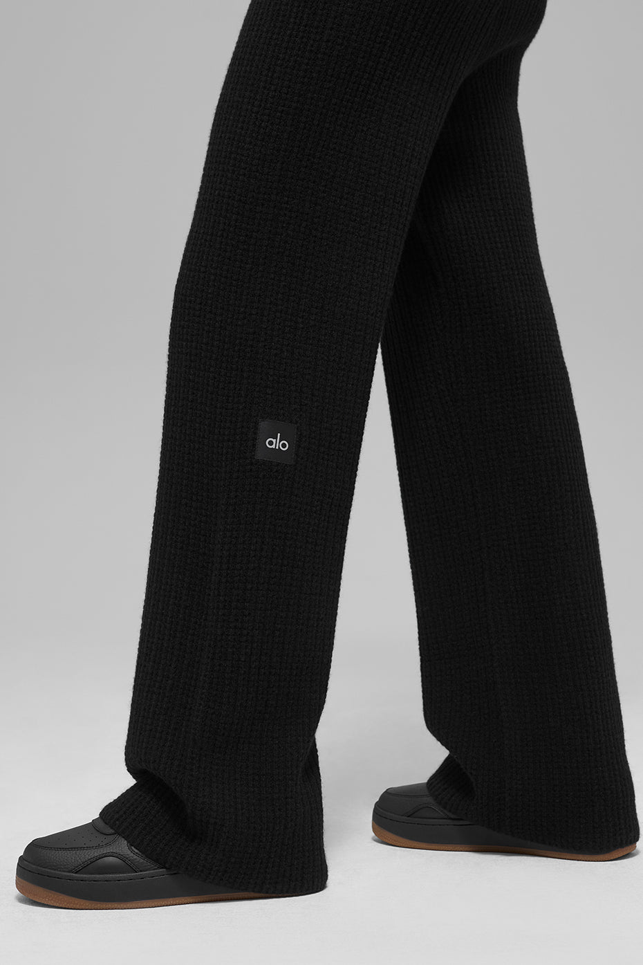 Cashmere High Rise Plush Waffle Pant — Black